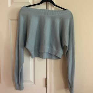 Altar'd State Blue Off-the-Shoulder Sweater